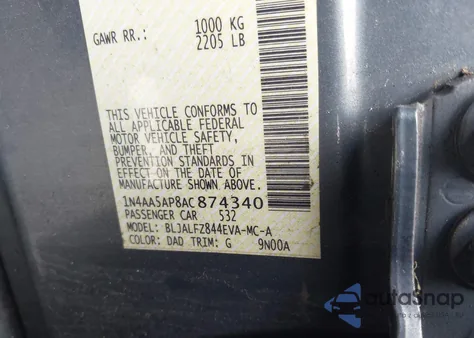 2010 Nissan Maxima 3.5 Sv from USA, damaged, VIN 1N4AA5AP8AC874340